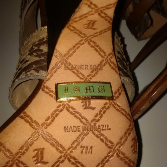 L.A.M.B. Brown and Tan Heels - Picture 4 of 4